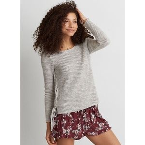 AE // Side Lace-Up Crew Sweater